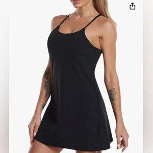 Kincan Women's Sleeveless Exercise Dress w/ Built-in Bra/Shorts, Size S, Black‎